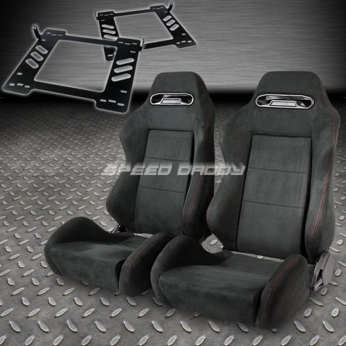 Pair type-r full reclining black suede racing seat+bracket for 07-14 wrangler