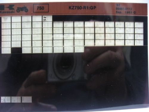 Kawasaki kz750 r1 gp 1982 parts microfiche nos k404