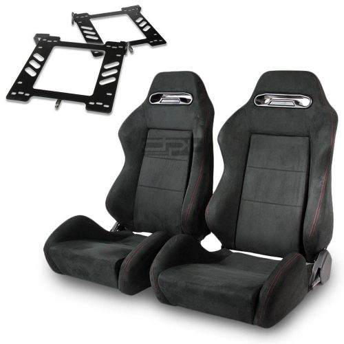 Type-r racing seat full black suede+silder+for 93-98 golf/gti mk3 bracket x2