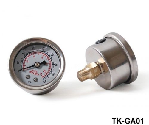 Fuel pressure regulator gauge 0-160 psi / bar liquid fill chrome fuel/oil gauge