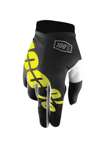 100% youth black/yellow itrack dirt bike gloves mx atv