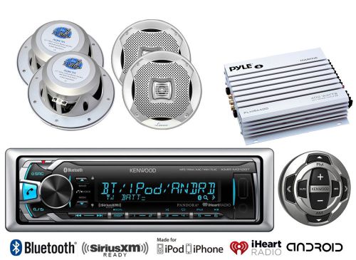 6.5&#034;marine speakers,400w amplifier, bluetooth usb aux marine radio, wired remote