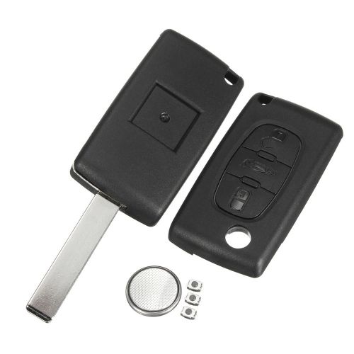 3buttons folding flip remote key fob case shell battery cr1620 for peugeot 407