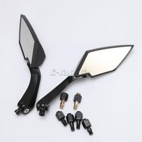 Pair black universal motorcycle rearview rear view side mirrors 8mm 10mm screw