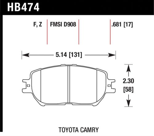 Hawk performance hb474z.681 disc brake pad fits 02-13 camry gs300 is250