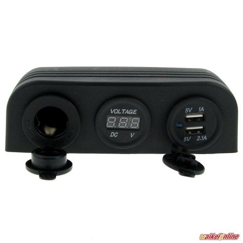 12v car cigarette socket with 2 usb charger led voltmeter 3 hole car boat dc12v