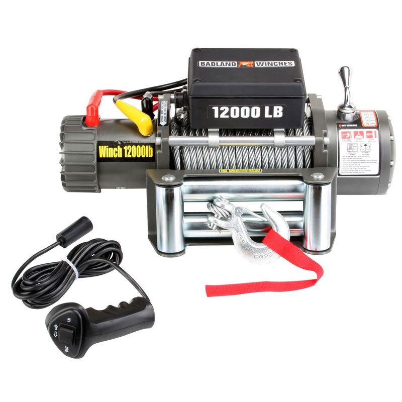 12,000 lb. off-road vehicle winch with automatic load-holding brake 