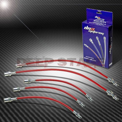 Stainless braided hose racing drum brake line for 90-93 acura integra b18 red