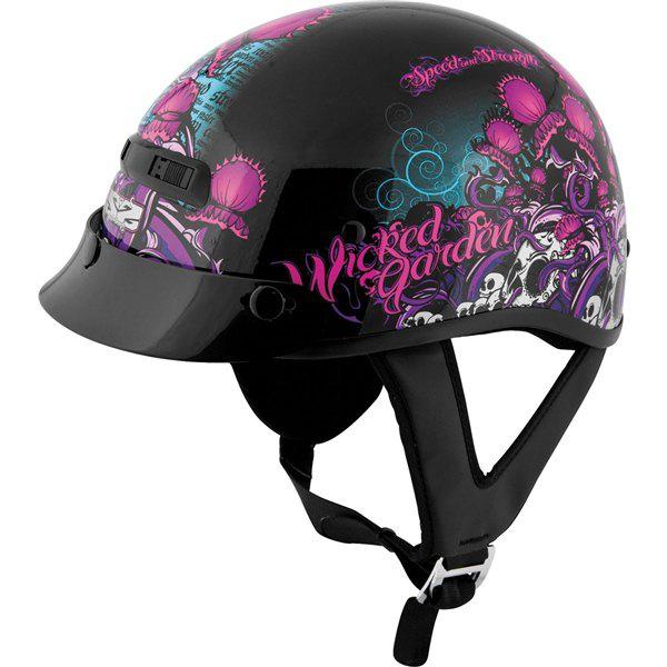 Black xl speed and strength ss300 wicked garden half helmet