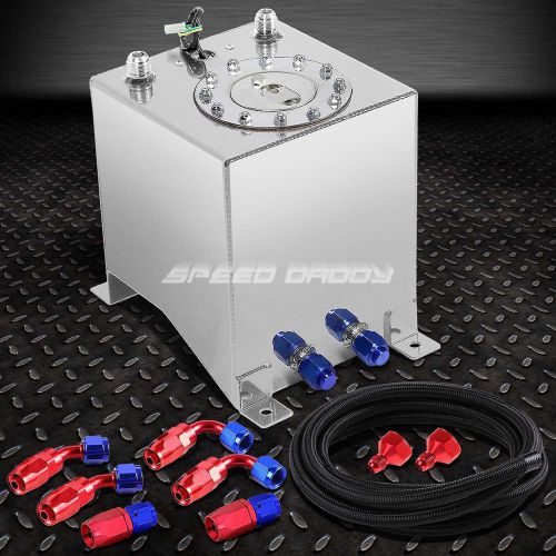 2.5 gallon polished aluminum fuel cell tank+cap+level sender+nylon fuel line kit