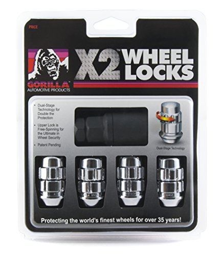 Gorilla automotive (71621x) 12mm x 1.25 thread size chrome acorn x2 wheel lock,