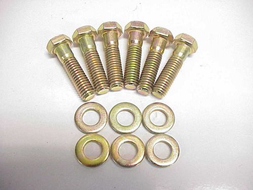 6 new hardened hex head bolts 3/8-16 x 1.500&#034; zinc coated w/new washers nascar