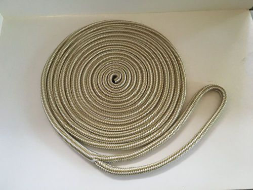 (2) 5/8&#034; x 30&#039; gold &amp; white dock line double braid nylon made in the usa