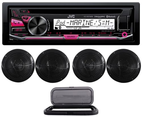 Jvc kd-r97mbs single-din marine cd receiver+splash guard+(4) 8&#034; boat speakers