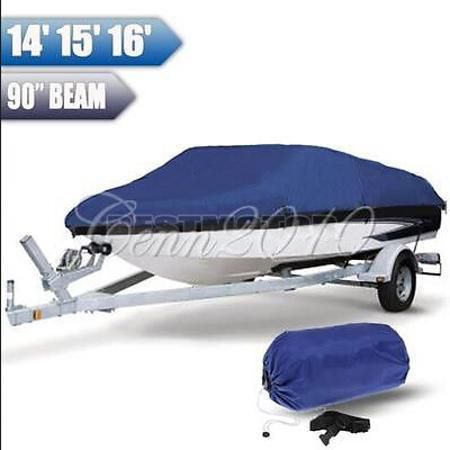 14&#039;15&#039;16&#039; boat cover heavy duty waterproof trailerable fish-ski blue rectangle