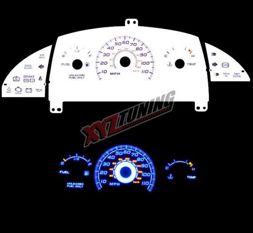 Blue reverse el indiglo glow white gauge face for 95-99 cavalier mt no rpm gauge