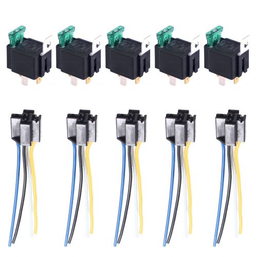 5pcs 12v 30a car motor heavy duty relay 4pin fuse on/off spst metal socket plug