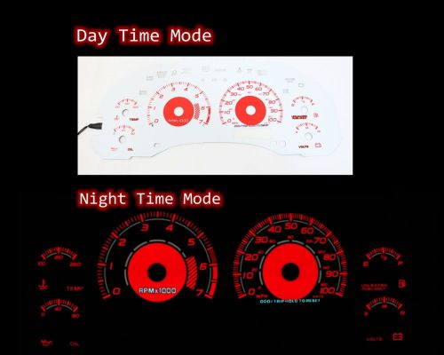 98-03 chevy s10 mt w/7000 rpm red indiglo glow white gauges