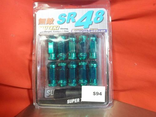 Muteki sr48 chrome green open end lug nuts 12 x 1.5 &amp; wheel lock 32906g