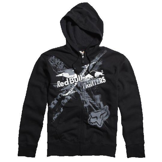 Fox racing red bull x-fighters exposed zip fleece hoodie large