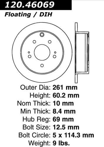 Centric 120.46069 rear brake rotor/disc-premium rotor-preferred