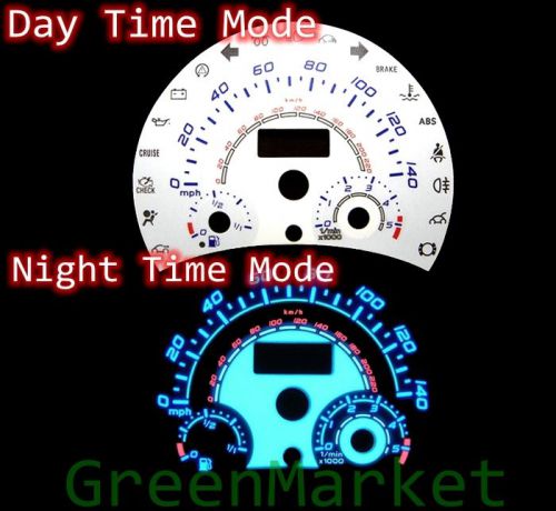 98-04 volkswagen beetle white face blue indiglo glow gauges