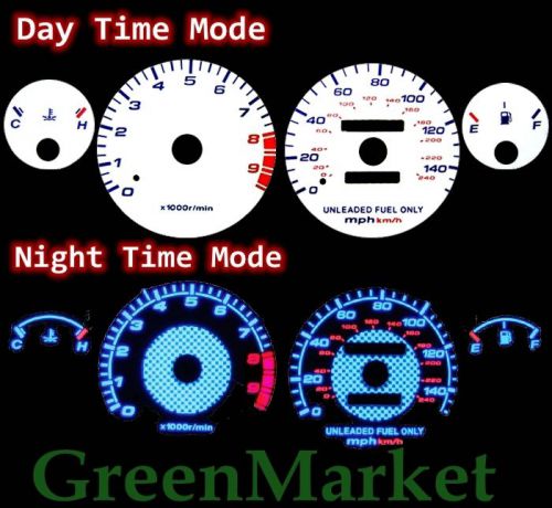 94-01 acura integra gsr mt white face blue indiglo glow gauges