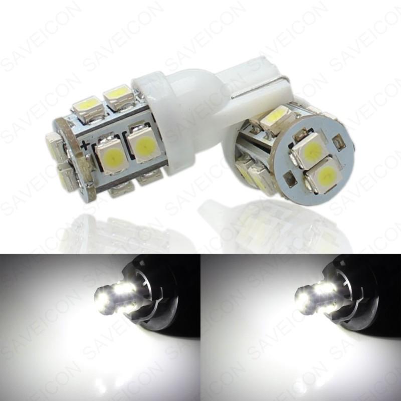 2 x t10 194 168 921 2825 10-smd led white super bright car lights bulb