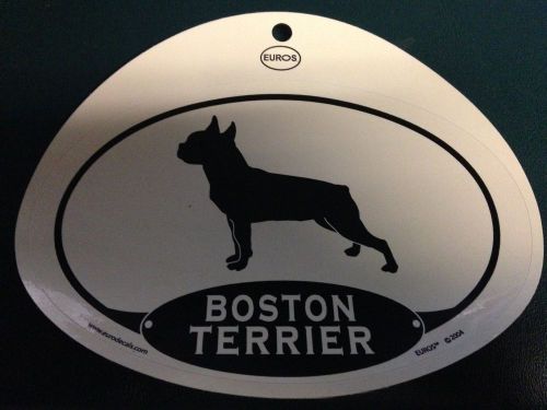 Boston terrier car euro car vinyl decal sticker 5.75&#034; x 4.5&#034; oval