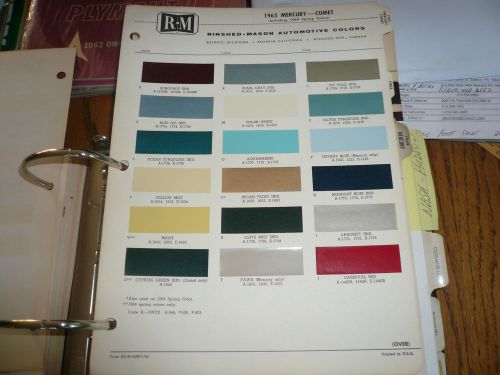 1965 mercury comet including 64 spring r-m color chip paint sample - vintage