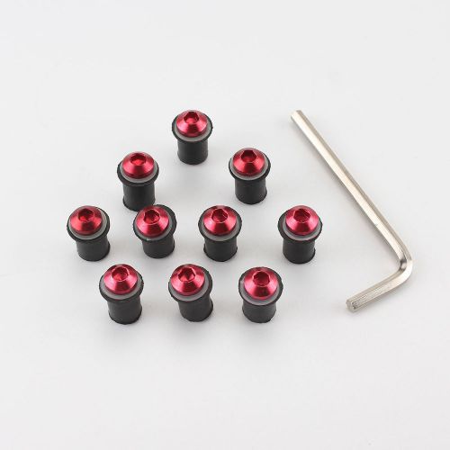 Red motorcycle windscreen windshield bolts screws set &amp; hex key for kawasaki ktm