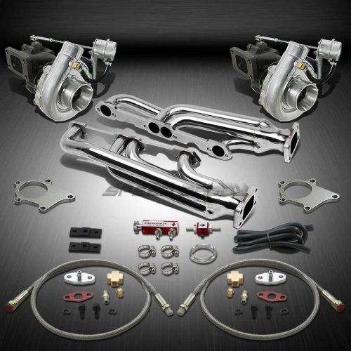 T04 .63ar 500+hp 8pc twin turbo charger+manifold kit for chevy small block sbc