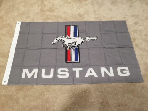 Mustang tri bar pony ford garage man cave 3&#039; x 5&#039; flag banner free shipping