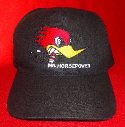 Vintage mr. horsepower black hat woodpecker embroidered