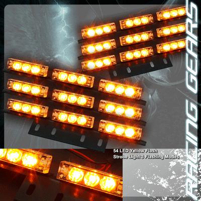 54 amber led emergency hazard warning strobe 3x mode 12v lights lightbars kit