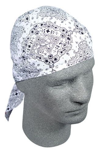 Zan headgear flydanna; 100% cotton, white paisley