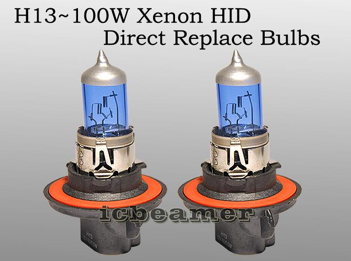 H13/ 9008 100/80w pair high & low beam xenon hid white replacement bulbs am7syl