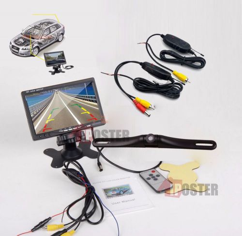 7&#034; car rear view monitor + wireless 170 degree parking waterproof backup camera