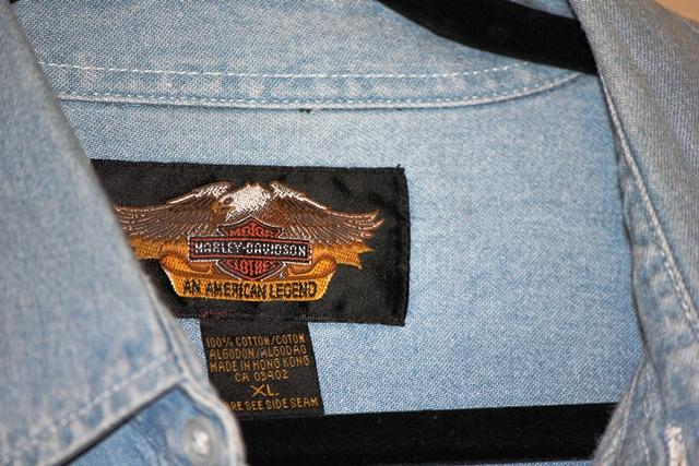 Men's xl harley davidson denim long sleeve embroidered shirt motorcycle button