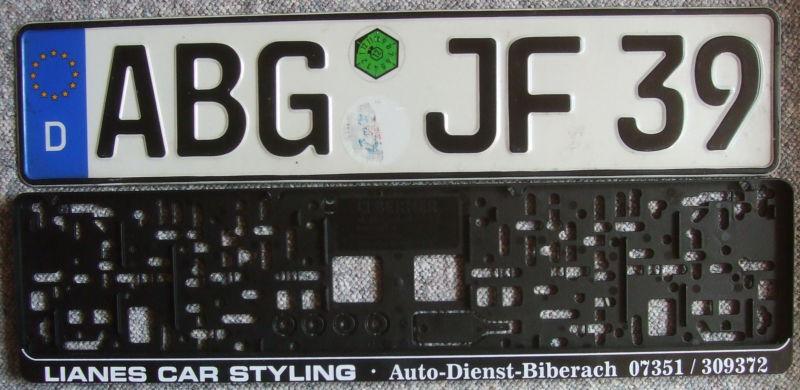 Genuine german license plate from germany with new frame volkswagen vw