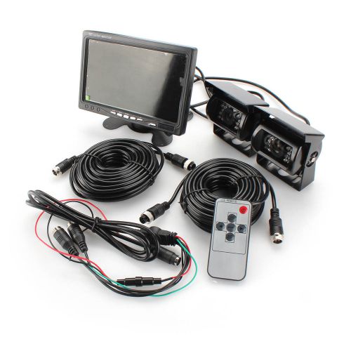 7&#034; tft rear view backup 2 camera drive recorder waterproof night vision monitor