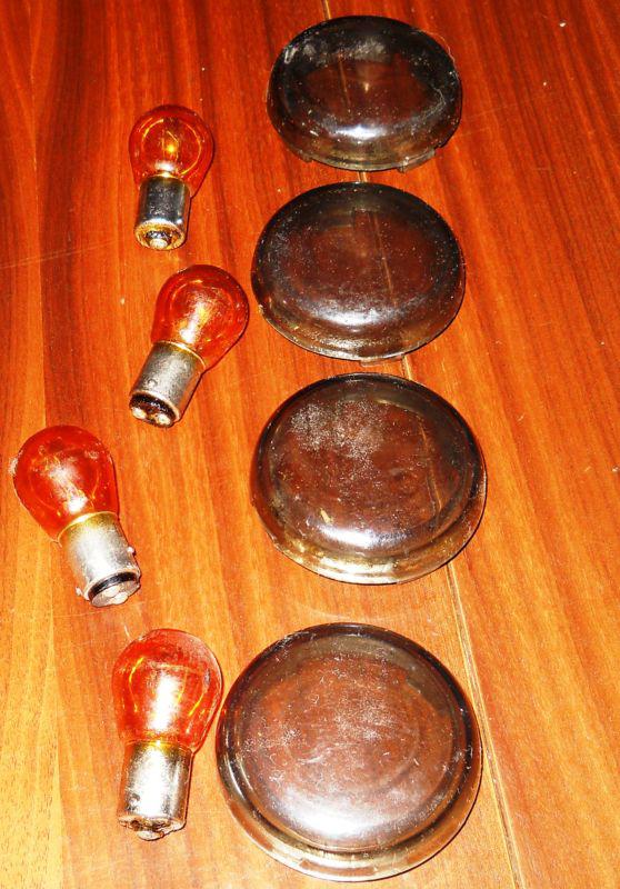 Nice used set of 4 smoke duece bullet blinker lenses with bulbs harley davidson