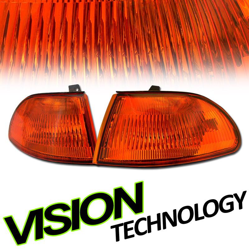 Jdm vision amber lens corner lights turn signal lamps 92-95 civic 4d/4dr sedan