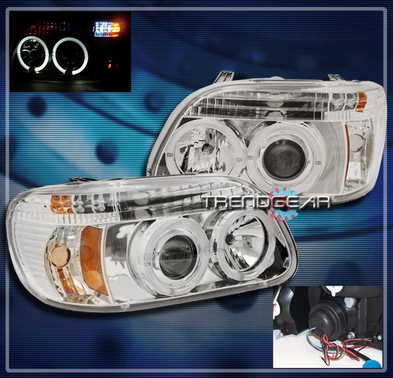 95-01 ford explorer dual halo led projector headlight lamp chrome 96 97 98 99 00