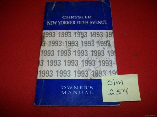 1993 chrysler original factory owner's manual new yorker fifth avenue models