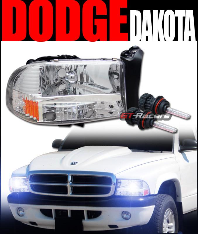 8000k hid bi-xenon w/chrome head lights bumper amber 1p 1997-2004 dakota durango