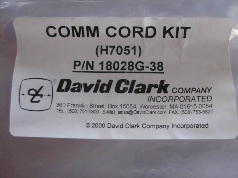 (5) nos david clark comm cord kit p/n 18028g-38 loudspeaker-microphone hd $ hq!