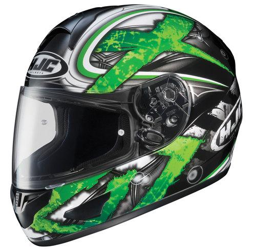 Hjc cl-16 shock motorcycle helmet black, dark silver, green 2xl