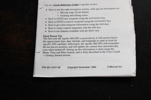 Morrow ii apollo 360 gps receiver user&#039;s quick reference guide-copy