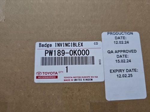 Toyota hilux invinciblex front door badge decal brand new condition genuine part